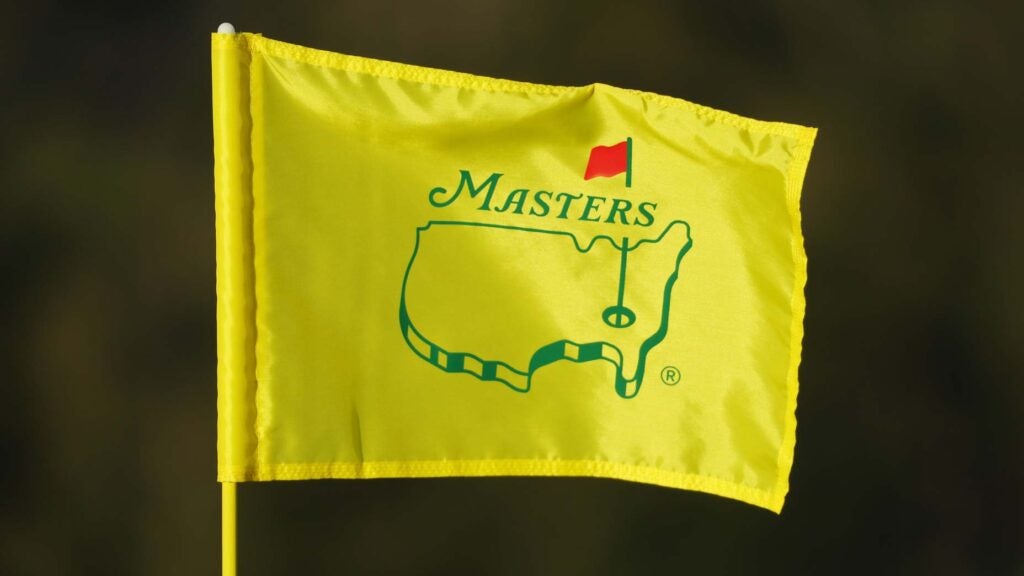 A Masters pin flag seen at the 2022 Masters