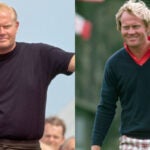 Two images of Jack Nicklaus during pro golf career