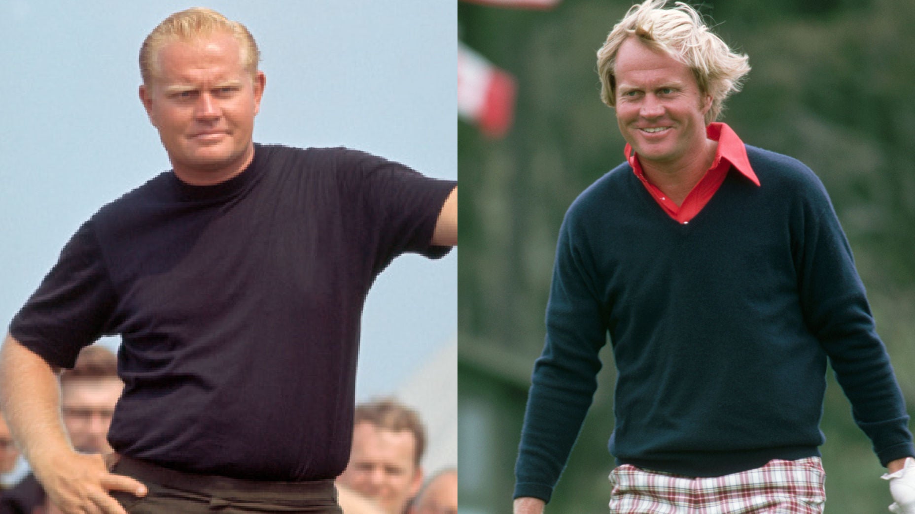 Two images of Jack Nicklaus during pro golf career