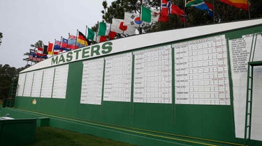 a scoreboard at the masters