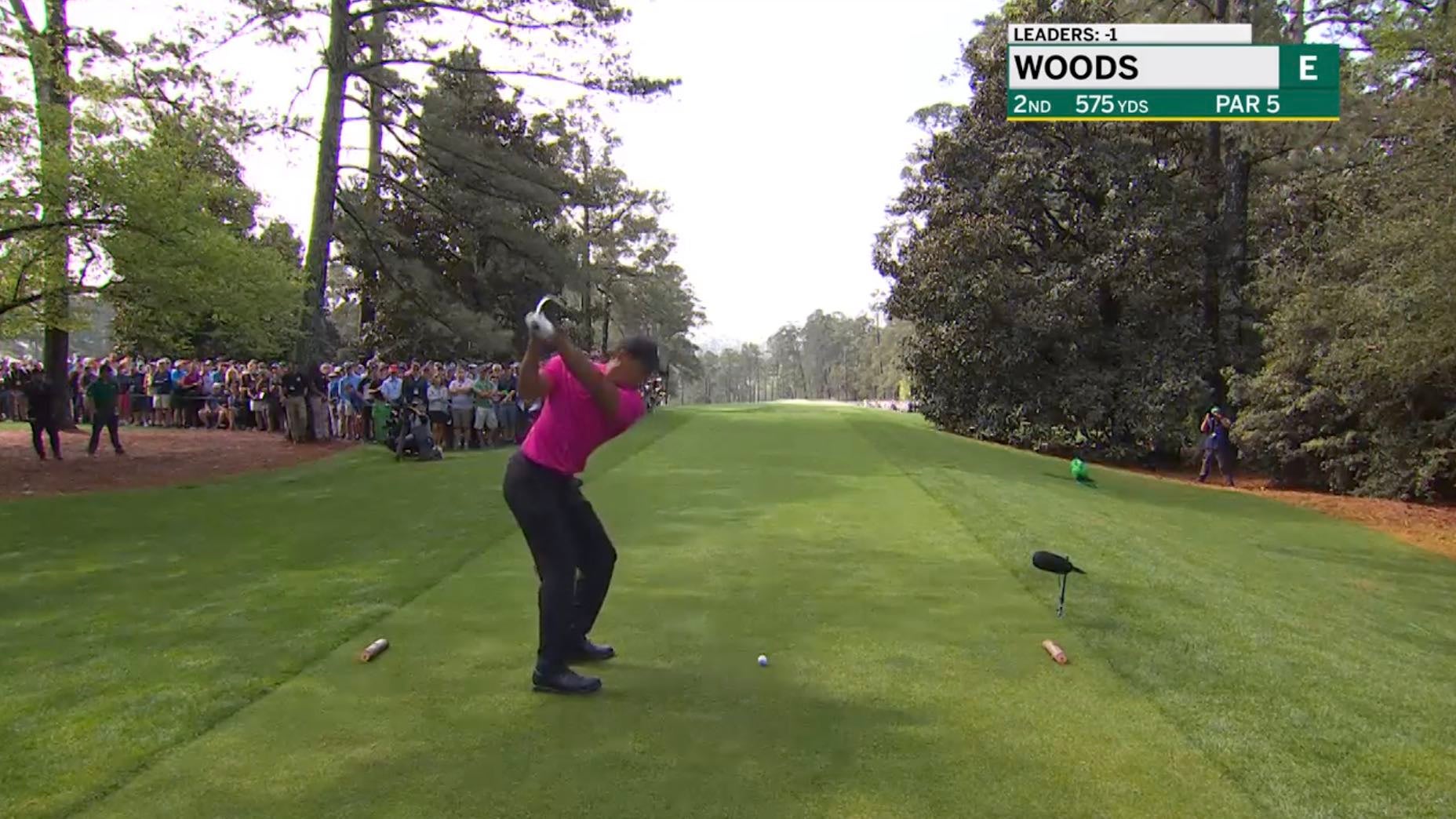 Tiger Woods hits tee shot at 2022 Masters