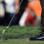 Golf clubs can be used in non-conventional ways. The toe putt is useful when the ball is up against a high collar or the rough.