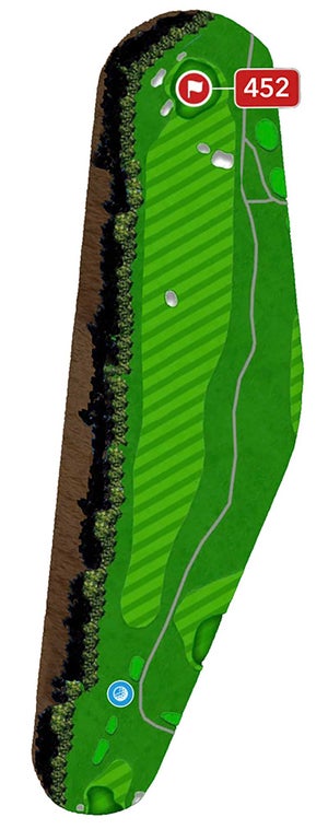 A diagram of the 18th at Trinity Forest.