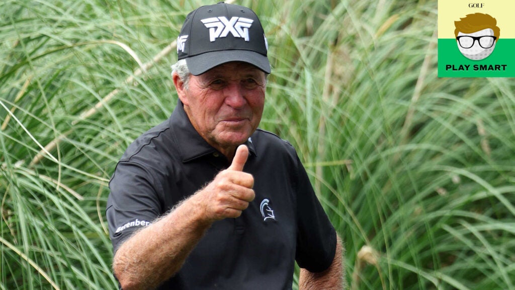 Pro golfer Gary Player gives thumbs up to camera