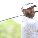 Dustin Johnson hits driver at 2022 PGA Championship
