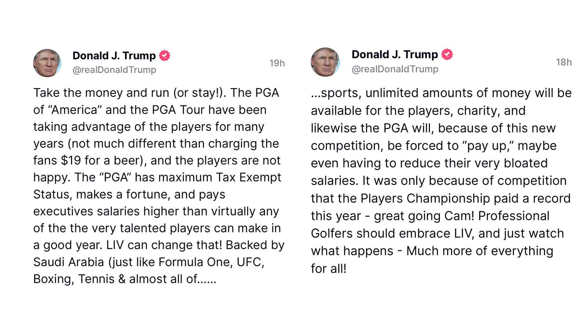 Donald Trump endorses Saudi golf league, says pros should 'embrace' it