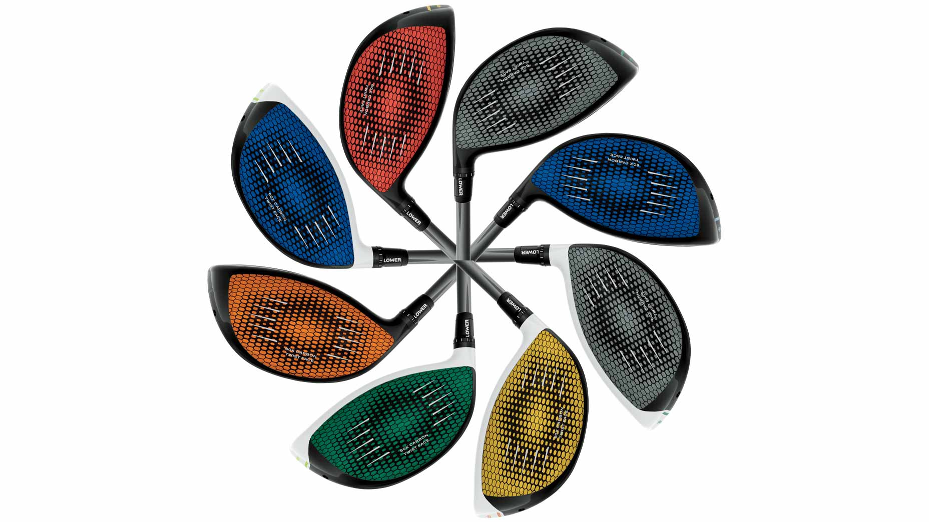 Colored faces of TaylorMade Stealth drivers