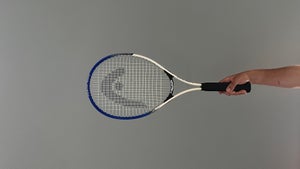 Tennis racket facing camera