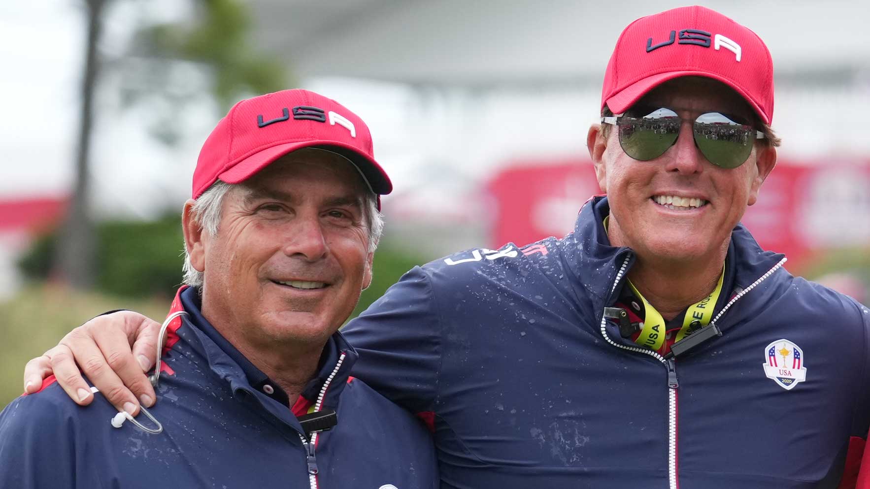 Vice Captains from LR, Fred Couples, Phil Mickelson, Davis Love III, Zach Johnson and Jim Furyk pose for a photo after the United States victory in the 2020 Ryder Cup at Whistling Straits