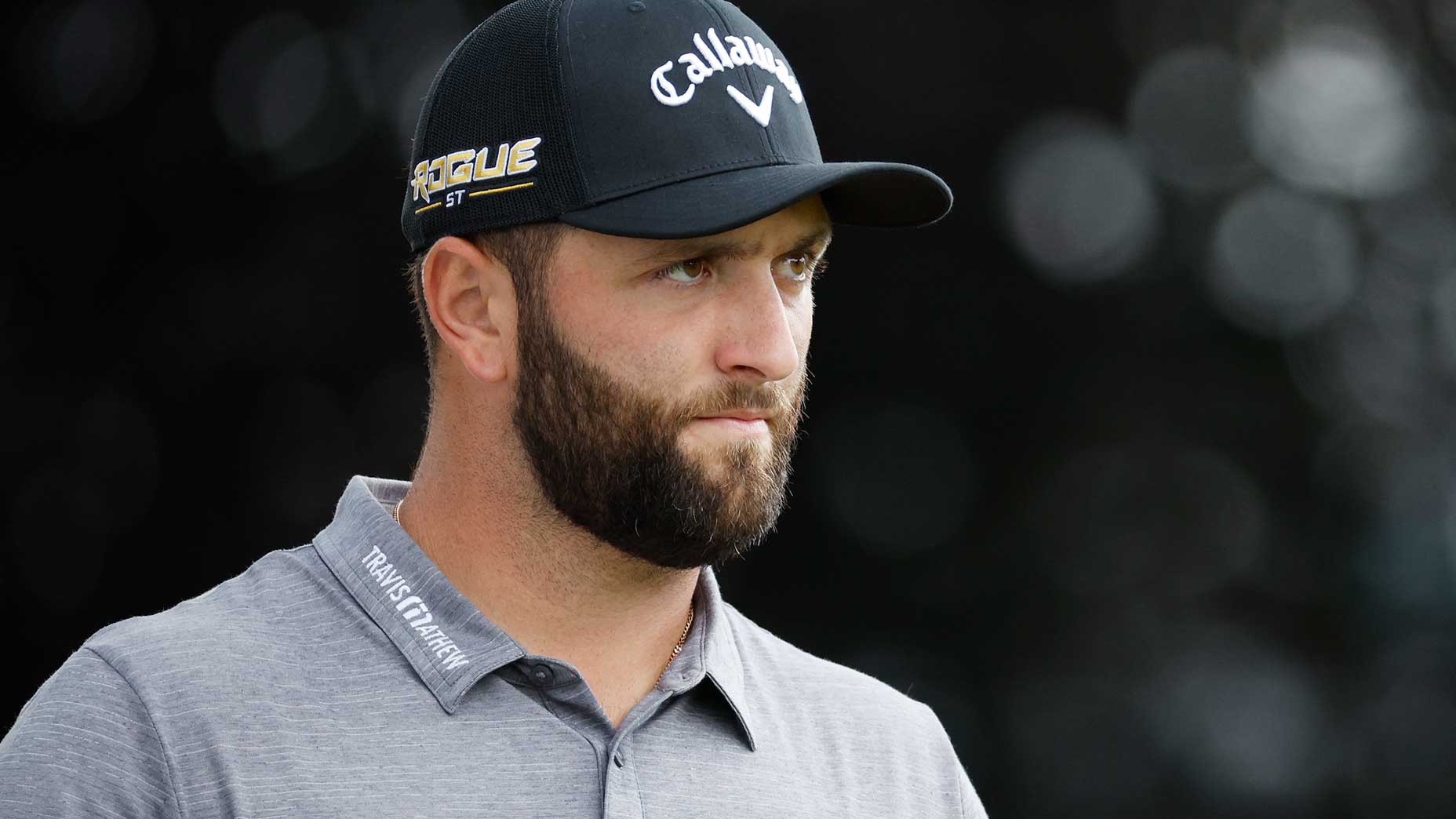 Jon Rahm looks on on friday at the us open.