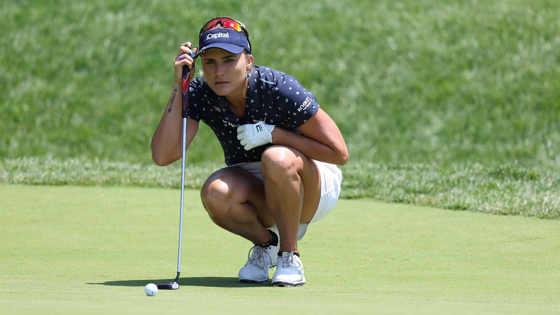 Lexi Thompson reads a putt during the final round of the KPMG Women's PGA Championship.
