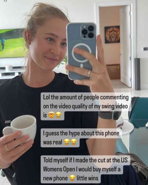Nelly Korda with her new phone