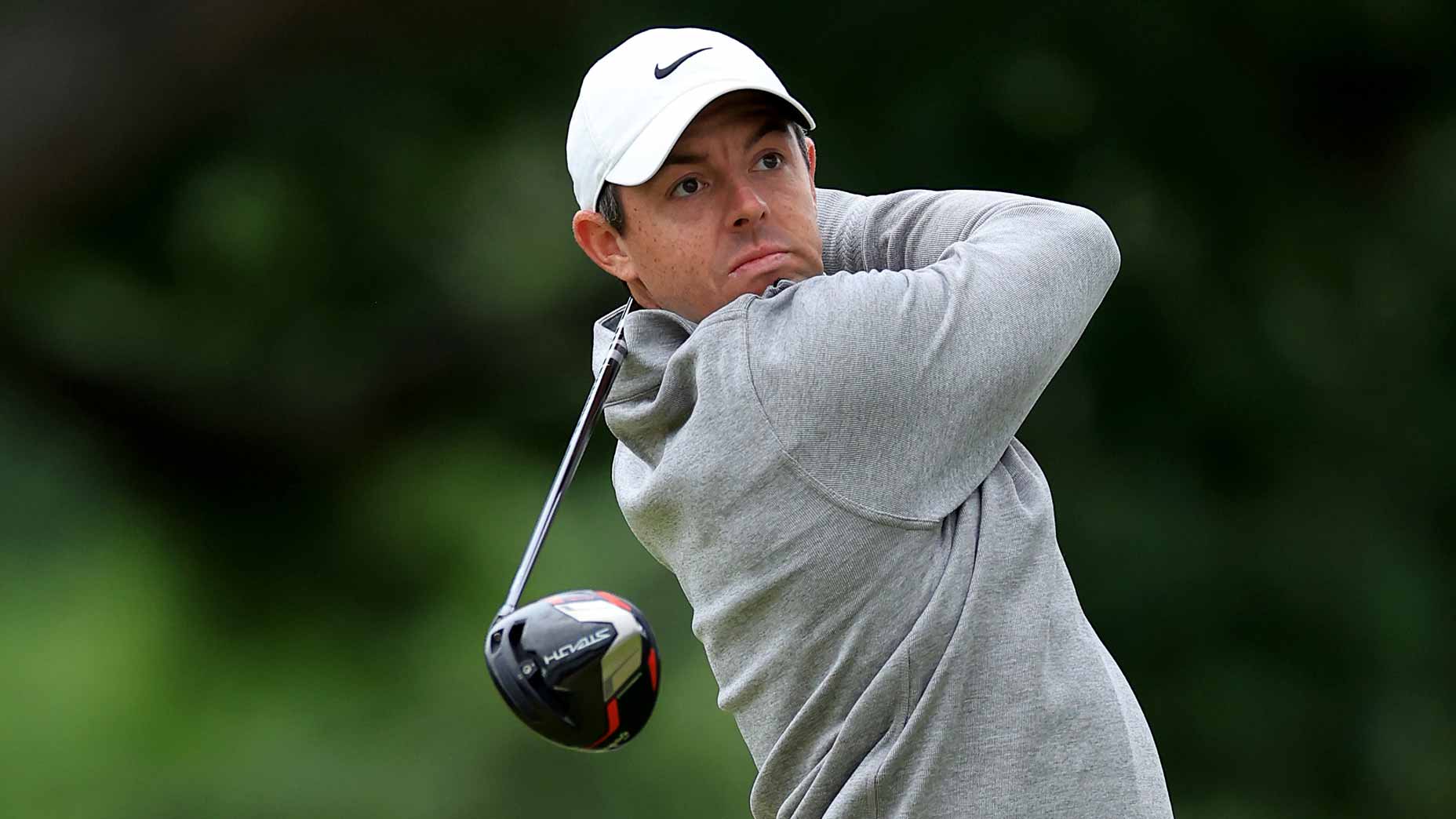 Rory McIlroy hits drive during 2022 U.S. Open
