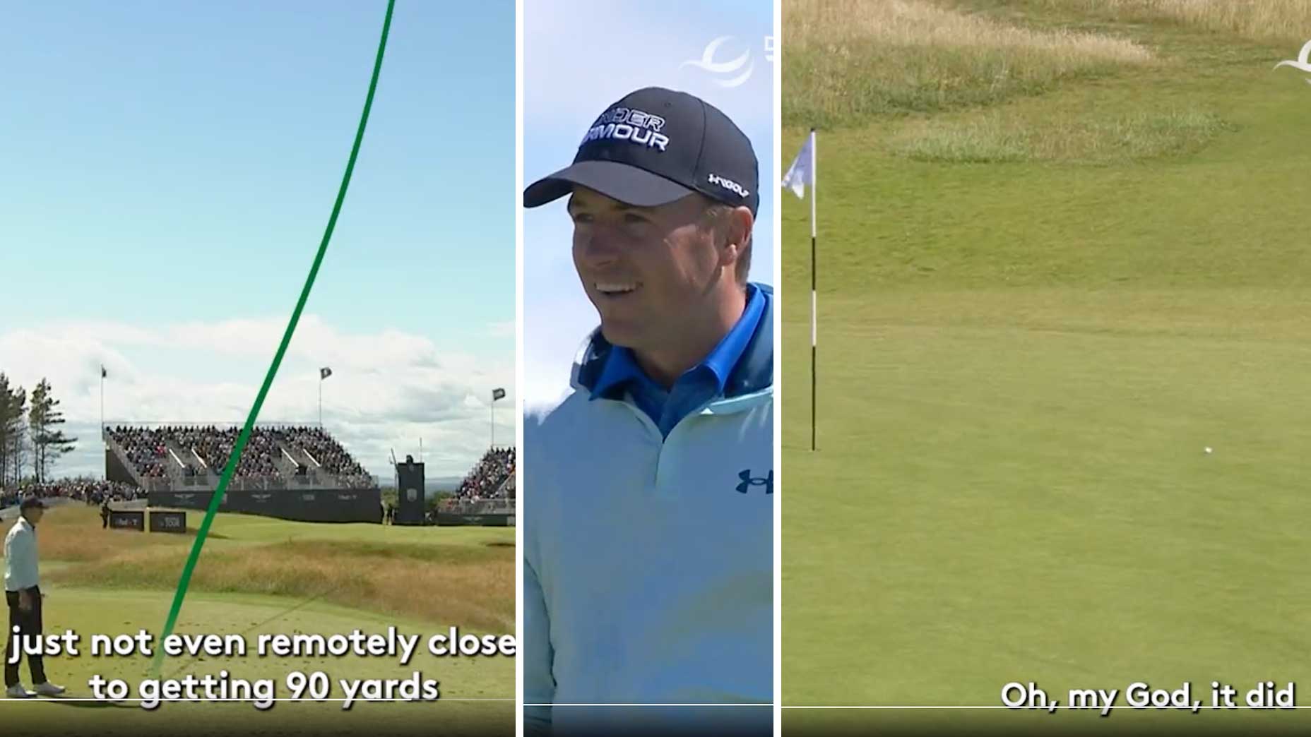 Jordan Spieth played an eventful wedge shot at the Genesis Scottish Open.