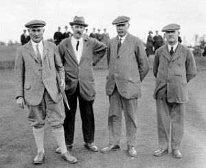 The “Great Triumvirate” of Vardon (far left), Braid (second from right) and Taylor (far right) bagged 16 Opens leading into World War I.
