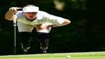 Golfer Jordan Thomas looks at putt during U.S. Adaptive Open