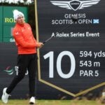 Matt Fitzpatrick hits drive during practice round at 2022 Scottish Open
