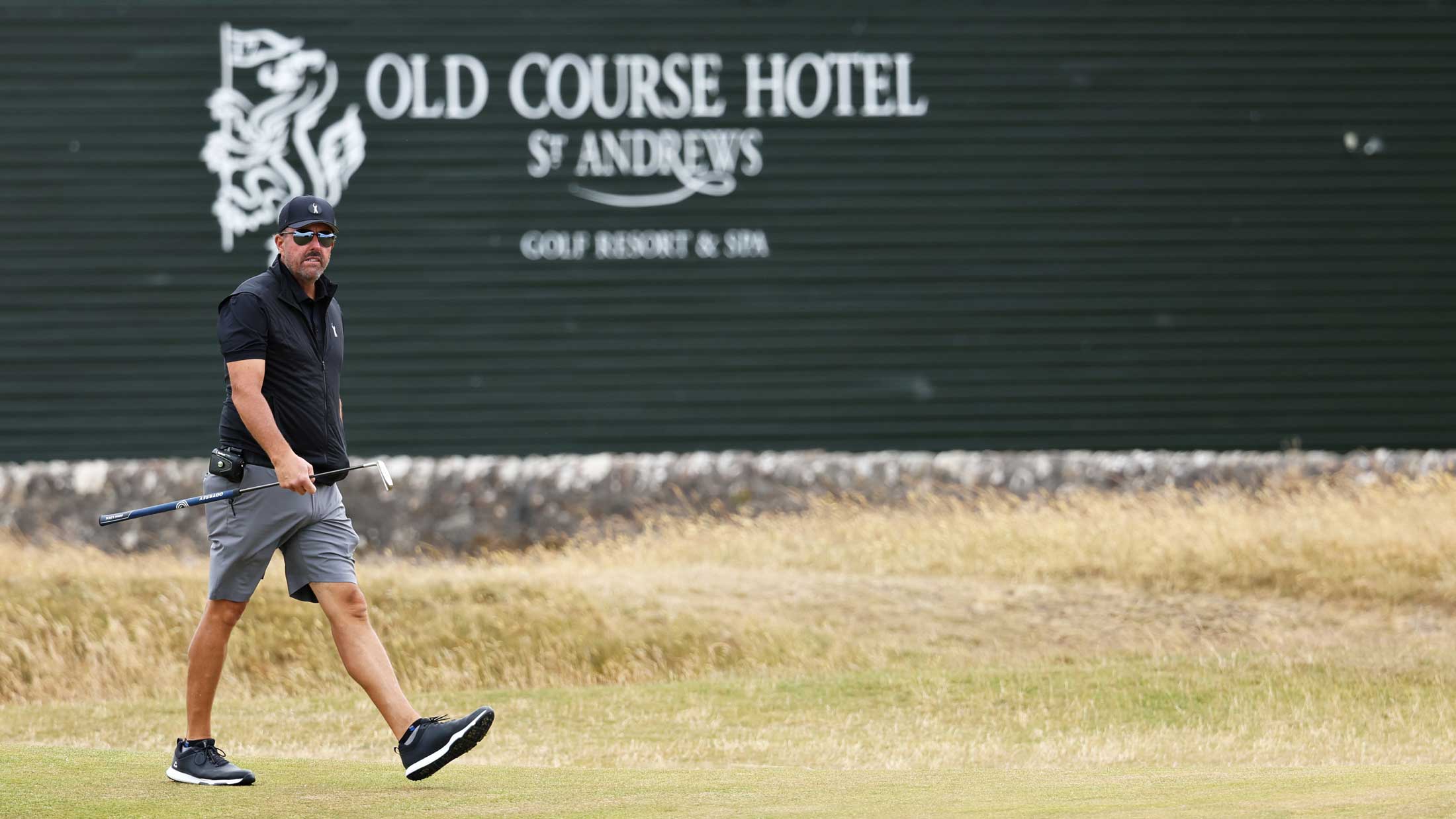 Phil Mickelson of the United States attends a practice session ahead of the 150th Open at St Andrews Old Course on July 12, 2022 in St Andrews, Scotland.