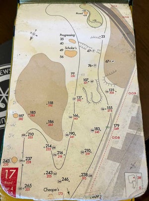 A caddie map of the 17th at the Old Course.