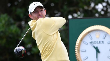 Rory McIlroy hits drive Thursday at 2022 Open Championship