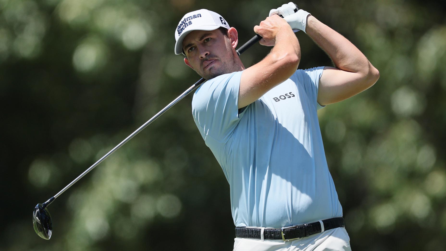 Patrick Cantlay hits a tee shot at the FedEx St. Jude Classic.