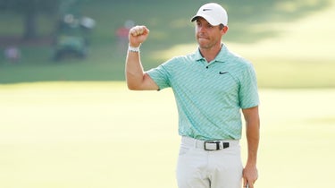 Rory McIlroy of Northern Ireland celebrates on the 18th green after winning during the final round of the TOUR Championship at East Lake Golf Club on August 28, 2022 in Atlanta, Georgia.