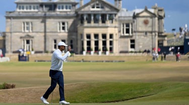 Tiger Woods walks at St. Andrews