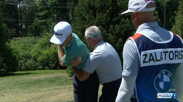 Will Zalatoris gets treatment from a physio at the BMW Championship