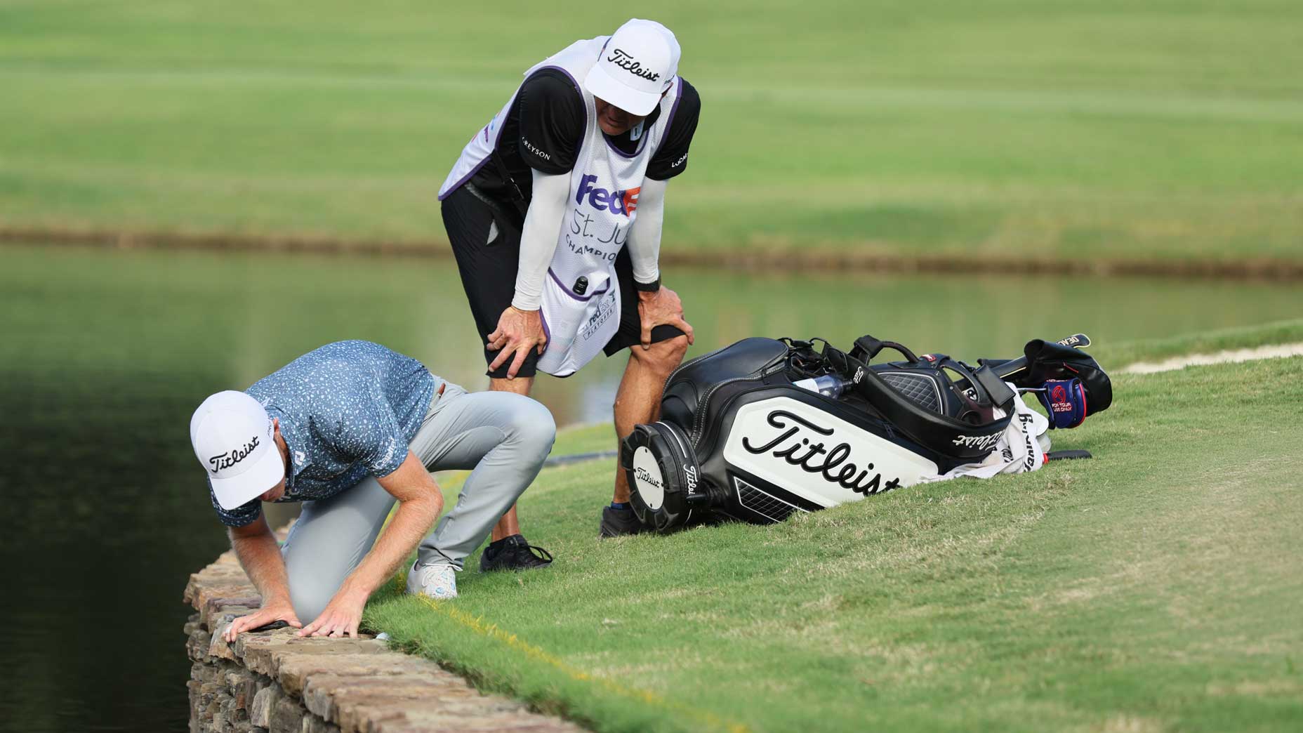Will Zalatoris and his caddie mulled over a near-impossible shot.