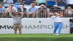 Patrick Cantlay tees off during 2021 BMW Championship