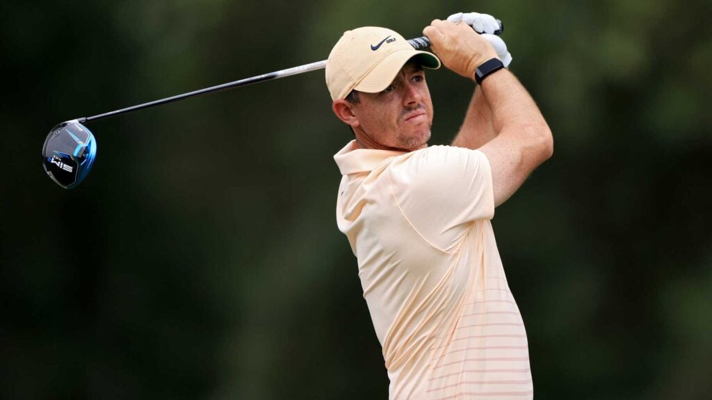 Rory McIlroy hits drive at 2021 FedEx St. Jude Championship