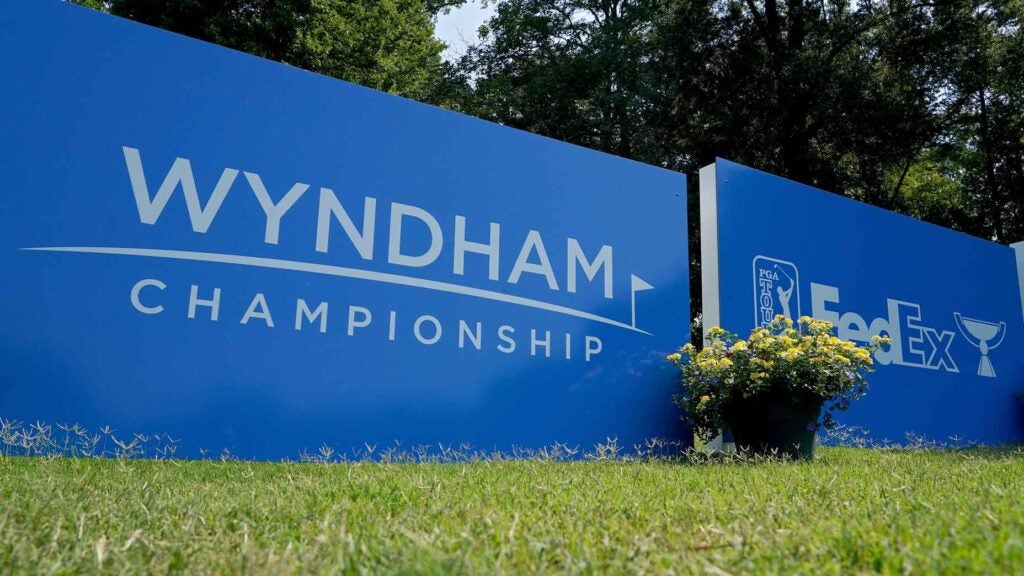 Wyndham Championship sign at tournament