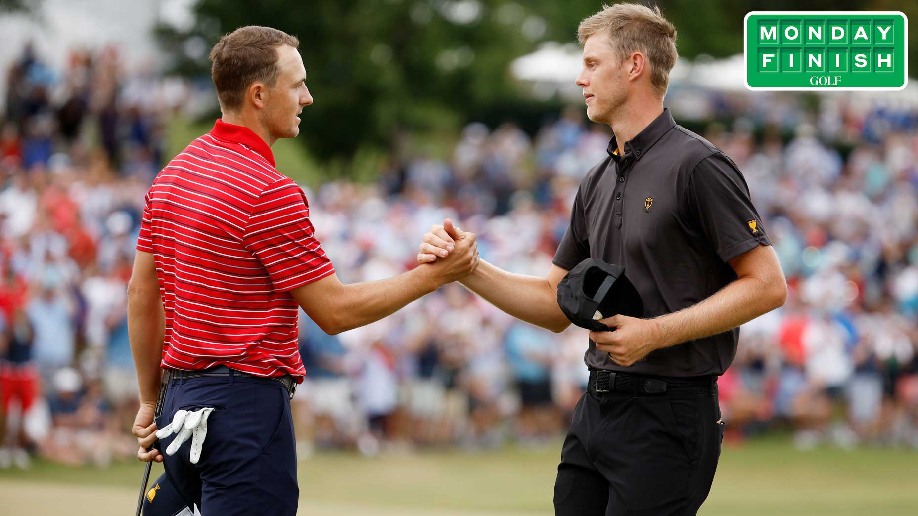 Jordan Spieth and Cameron Davis on Sunday at the Presidents Cup.