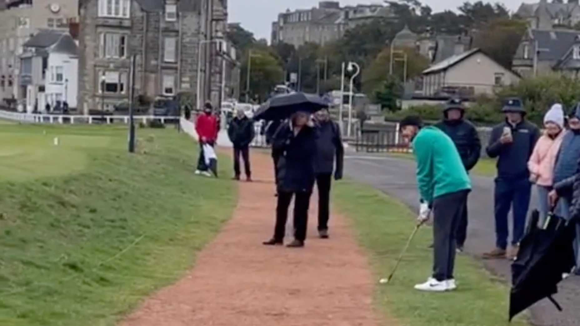 Tommy Fleetwood lines up a shot at St. Andrews.