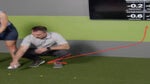 Golf instructor demonstrates putting drill