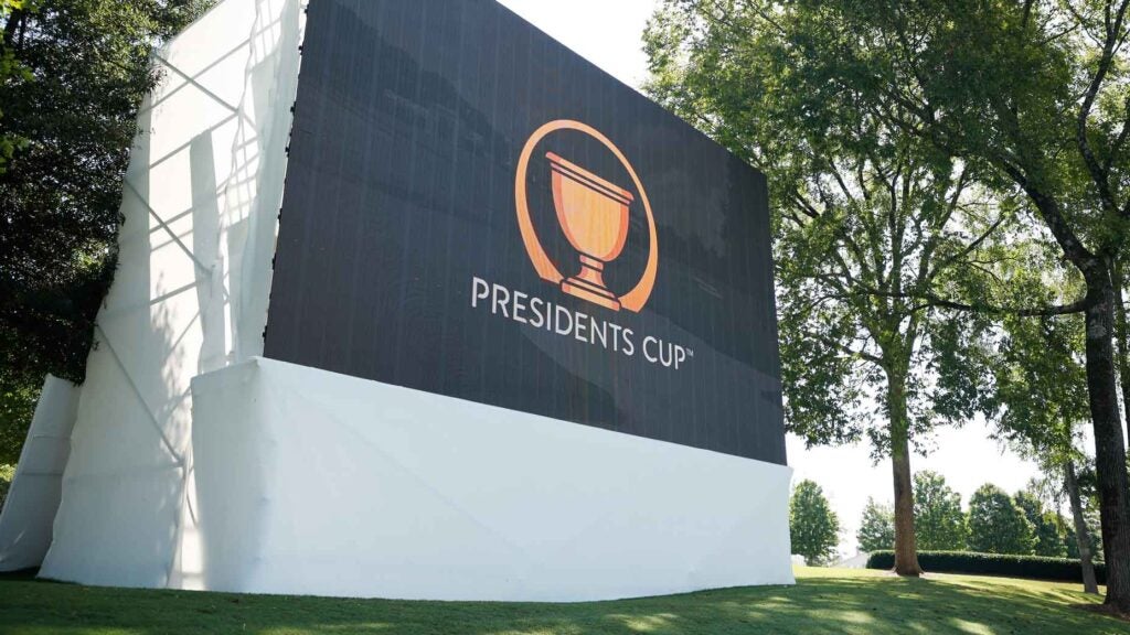 Video board seen at the 2022 Presidents Cup