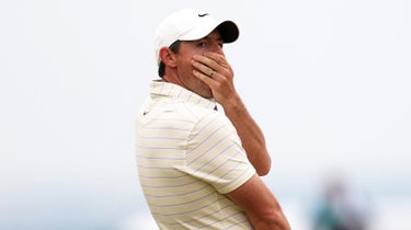 Rory McIlroy reacts to putt at 2022 Open Championship at St. Andrews