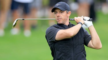 Rory McIlroy watches an approach to the BMW PGA Championship on Thursday.