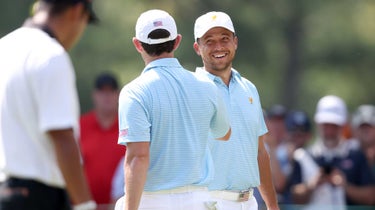 Xander Schauffele and Meat Cantlay at the 2022 Presidents Cup. 