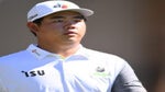 Tom Kim of South Korea is seen on the third tee during the final round of the Shriners Children's Open at TPC Summerlin on October 09, 2022 in Las Vegas, Nevada.