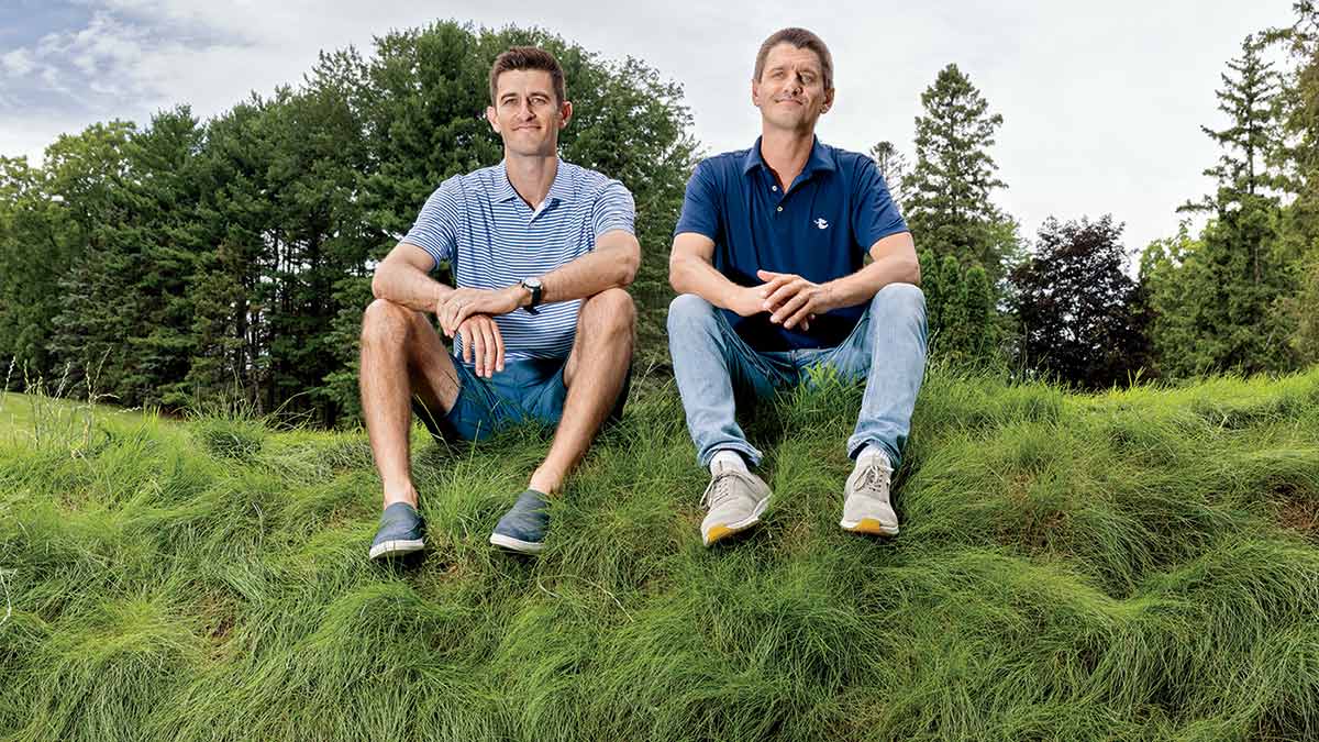 Keizer Boys - Chris (left) and Michael on the greenery of Glen Golf Park in Madison.