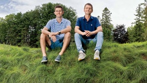 The Keiser boys — Chris (left) and Michael — atop the heaving greenery at Madison’s Glen Golf Park.