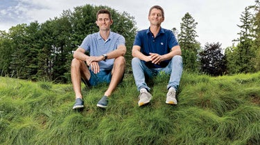 The Keiser boys — Chris (left) and Michael — atop the heaving greenery at Madison’s Glen Golf Park.