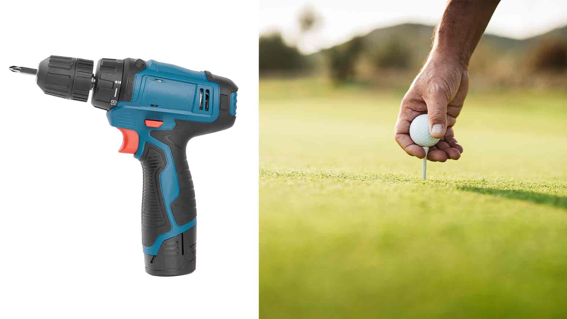 power drill and tee