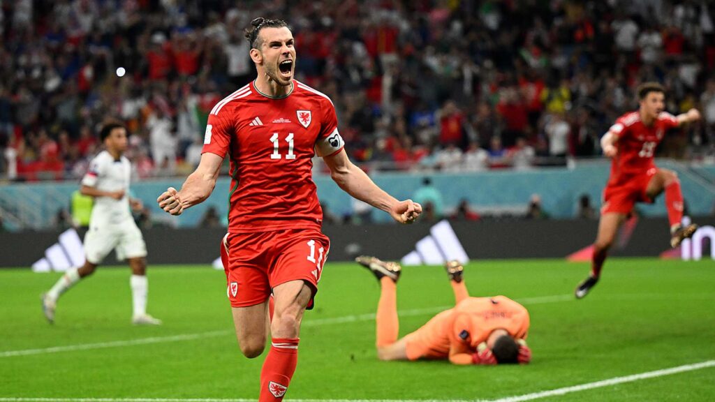 gareth bale celebrates world cup