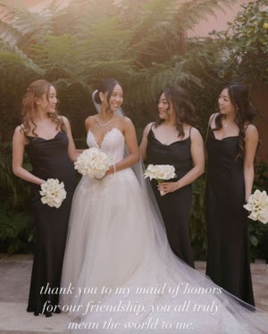 Katherine Zhu and friends on her wedding day