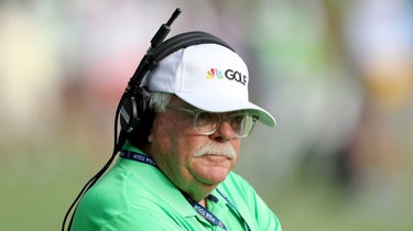Roger Maltbie the NBC and Golf Channel on-course announcer during the first round of THE PLAYERS Championship on the Stadium Course at TPC Sawgrass on May 11, 2017 in Ponte Vedra Beach, Florida