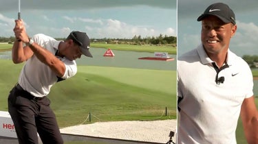 Tiger Woods participated in the Hero Shot competition on Tuesday, and things did not go well.