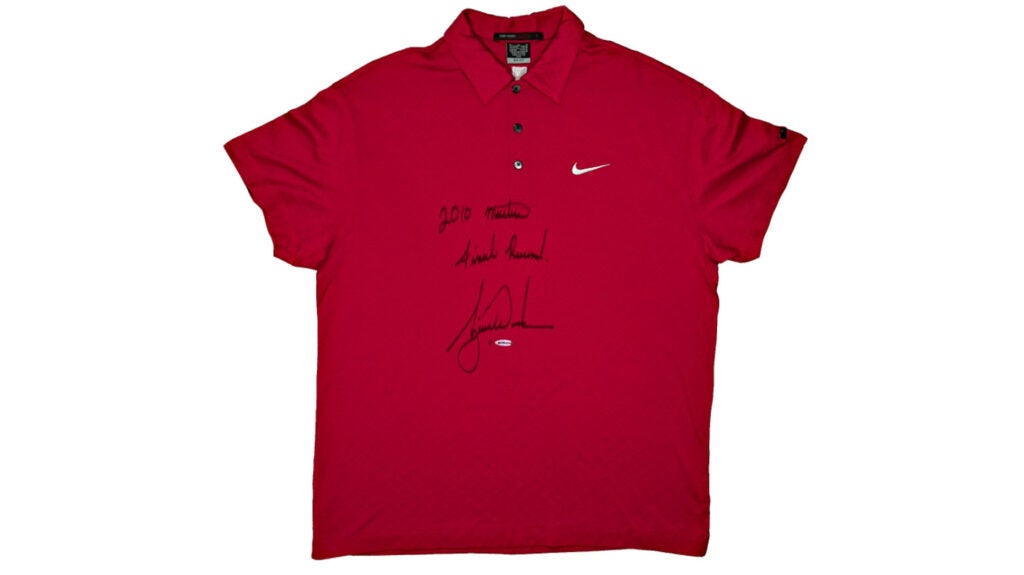 This Tiger Woods Masters-worn shirt could be yours.