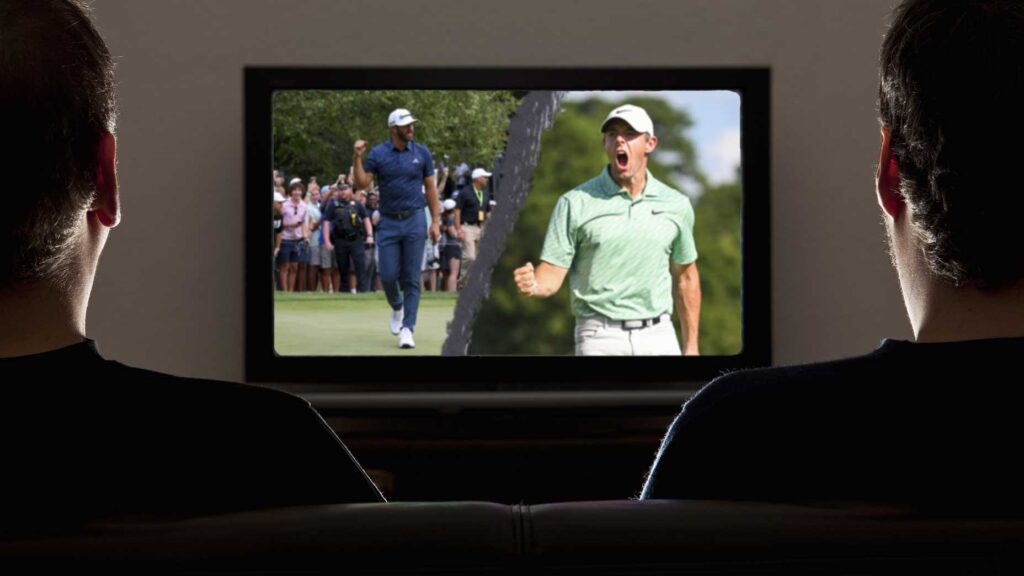golfer on television screen